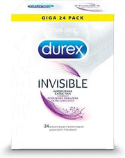 Durex - Invisible Extra Thin Extra Lubricated super cienkie prezerwatywy dodatkowo nawilżane 24szt