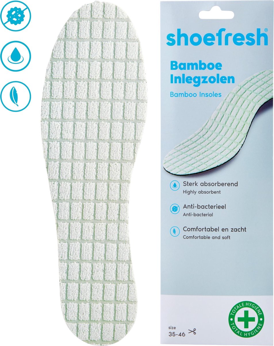 Shoefresh Bamboe Inlegzolen – Geurvreters voor schoenen – Anti zweet inlegzooltjes – Maat 35-46 - 1 paar