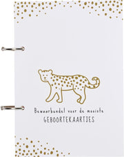 Baby geboortekaartjesbundel boekje Meyco | cheetah honey gold | geboortekaartjes | boekje | kraamcadeau | bundelen