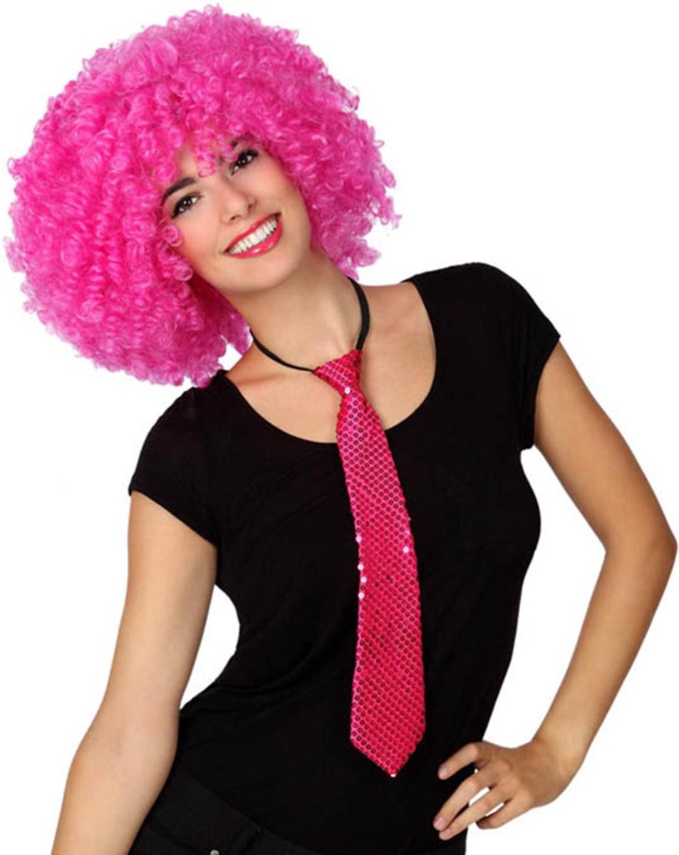 Elite - Fuchsia glitter stropdas - Accessoires > Stropdassen