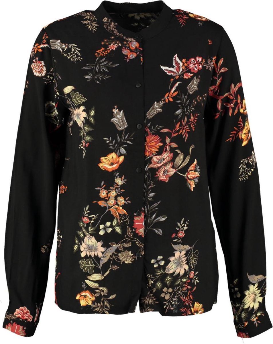 Pieces viscose blouse zwart multi - Maat S