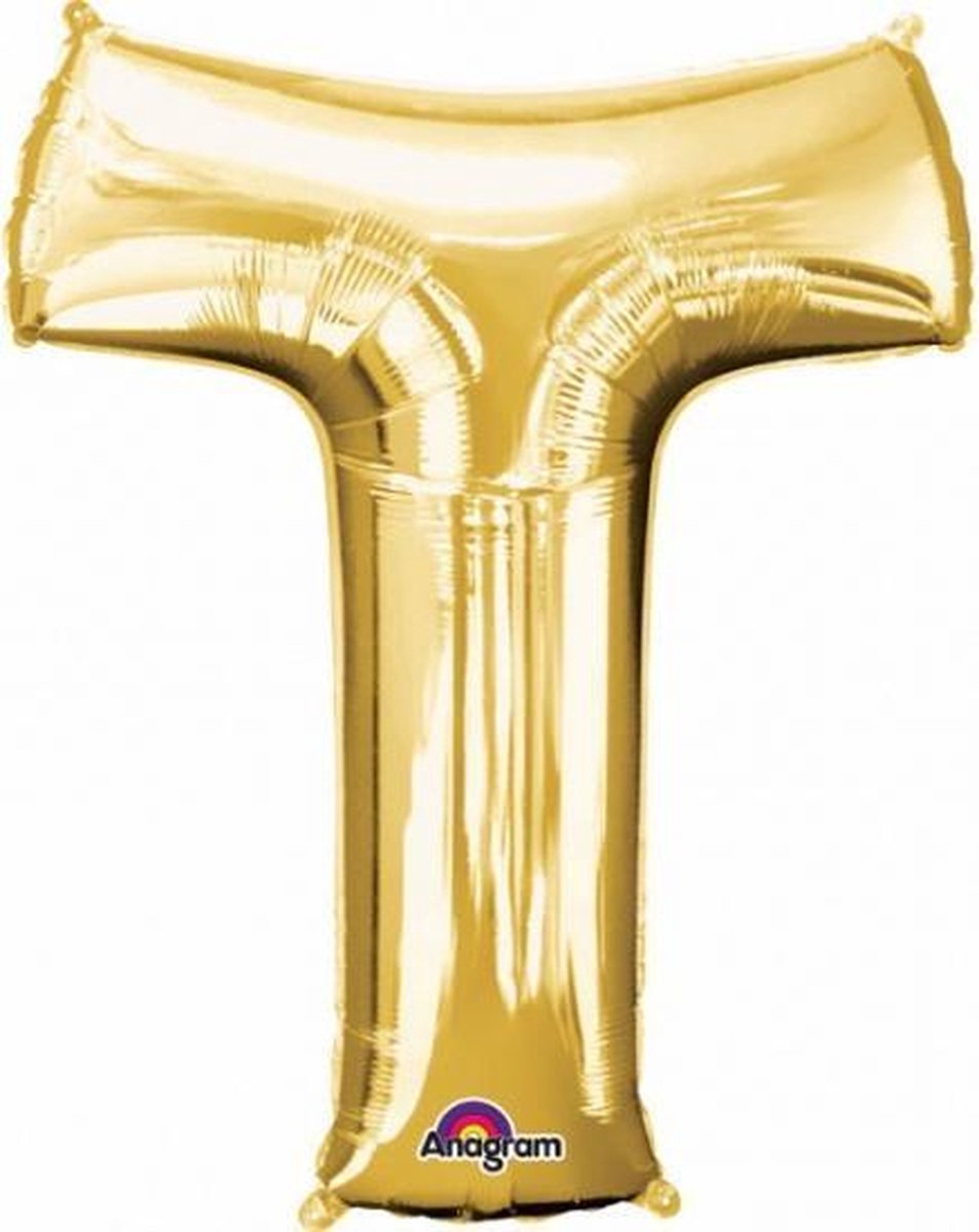 Letter T ballon goud 86 cm