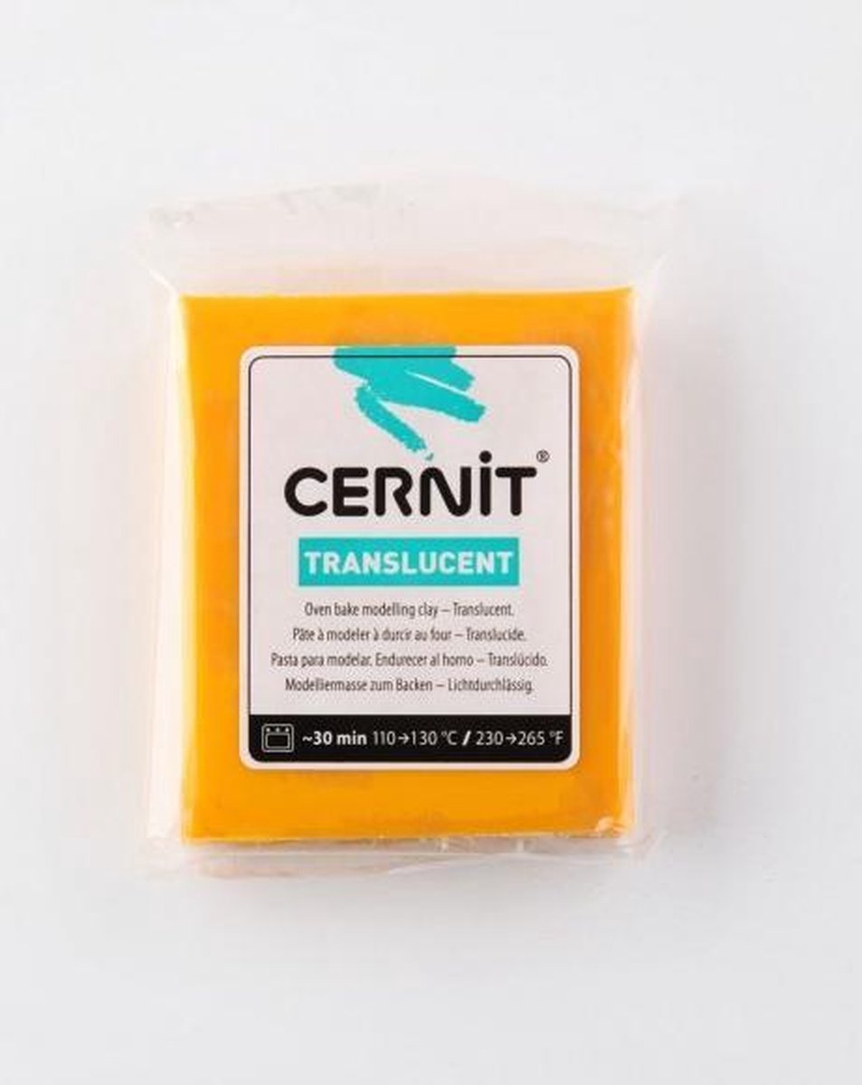 Boetseerklei doorzichtig geel - Cernit Transparent 56g amber - 6 stuk