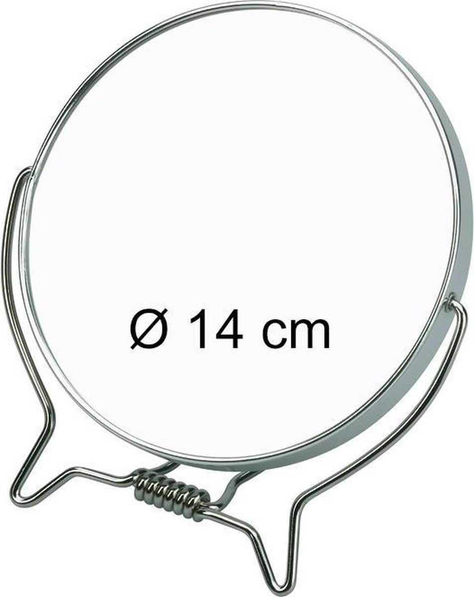 Scheer- & Make-up Spiegel Ø 14 cm - Metaal - 1 kant 2X vergrotend.