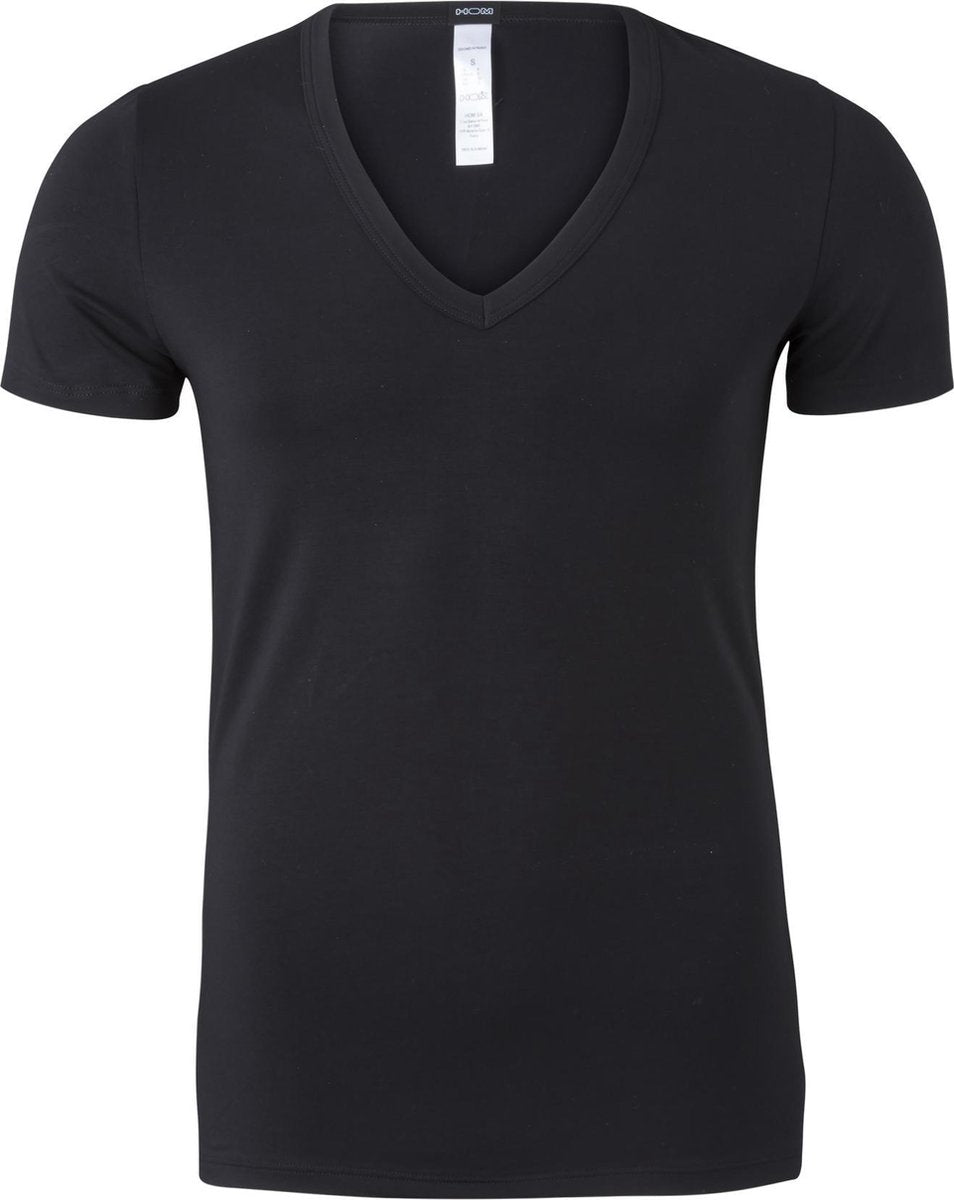 HOM Smart Cotton Tee-Shirt V Neck - zwart -  Maat XXL