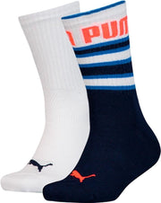 Puma - Boys Sock 2P Stripes - Wit/Blauw - Kinderen - maat  27-30