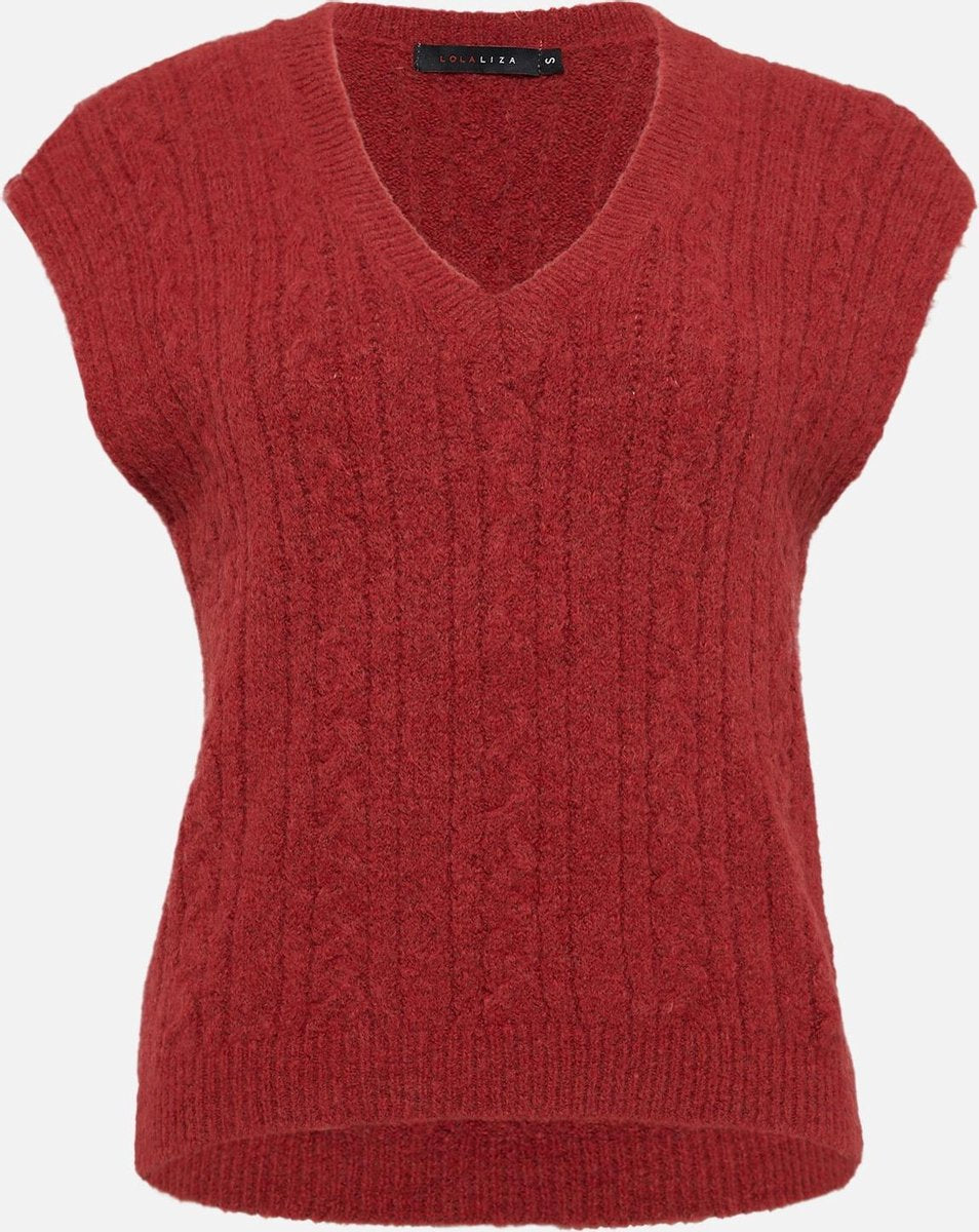 Kabelgebreid tanktop trui - Roest
