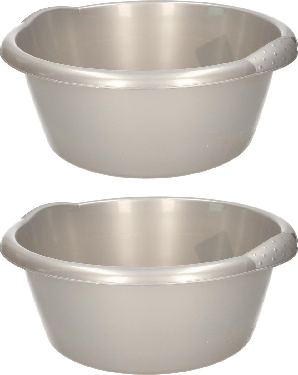 Set van 2x stuks ronde afwasteil/afwasbak grijs 3 liter 25 x 10