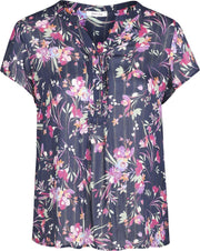 Blouse met bloemenprint en lurexgaren