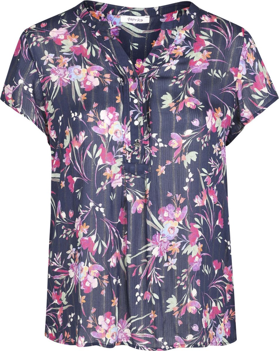 Blouse met bloemenprint en lurexgaren