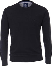 Redmond heren trui katoen - O-hals - donkerblauw -  Maat: 3XL