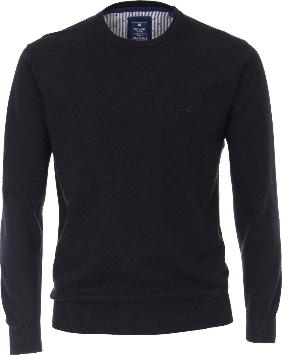 Redmond heren trui katoen - O-hals - donkerblauw -  Maat: 3XL