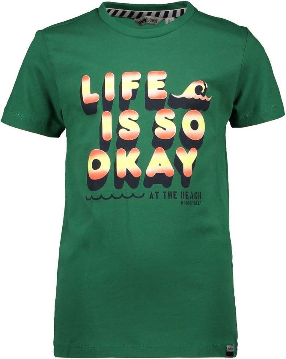 Moodstreet Jongens t-shirts & polos Moodstreet MT t-shirt chestprint groen 86/92