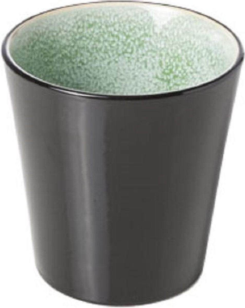 Cosy en Trendy Finesse Green Beker D9xh9.5cm - 34cl Aardewerk - (Set van 6) En Yourkitchen E-kookboek - Heerlijke Smulrecepten