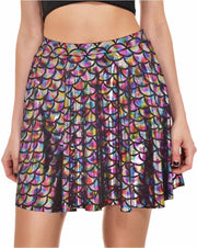 Zeemeermin skater rokje regenboog - maat L-XL - 42 44 46 - rok glitter metallic skaterrok skaterskirt schubben mermaid skaterrokje
