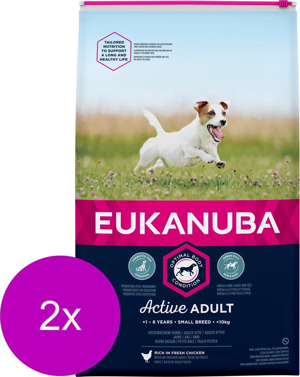 Eukanuba Active Adult Small Breed - Hondenvoer - 2 x Kip 12 kg