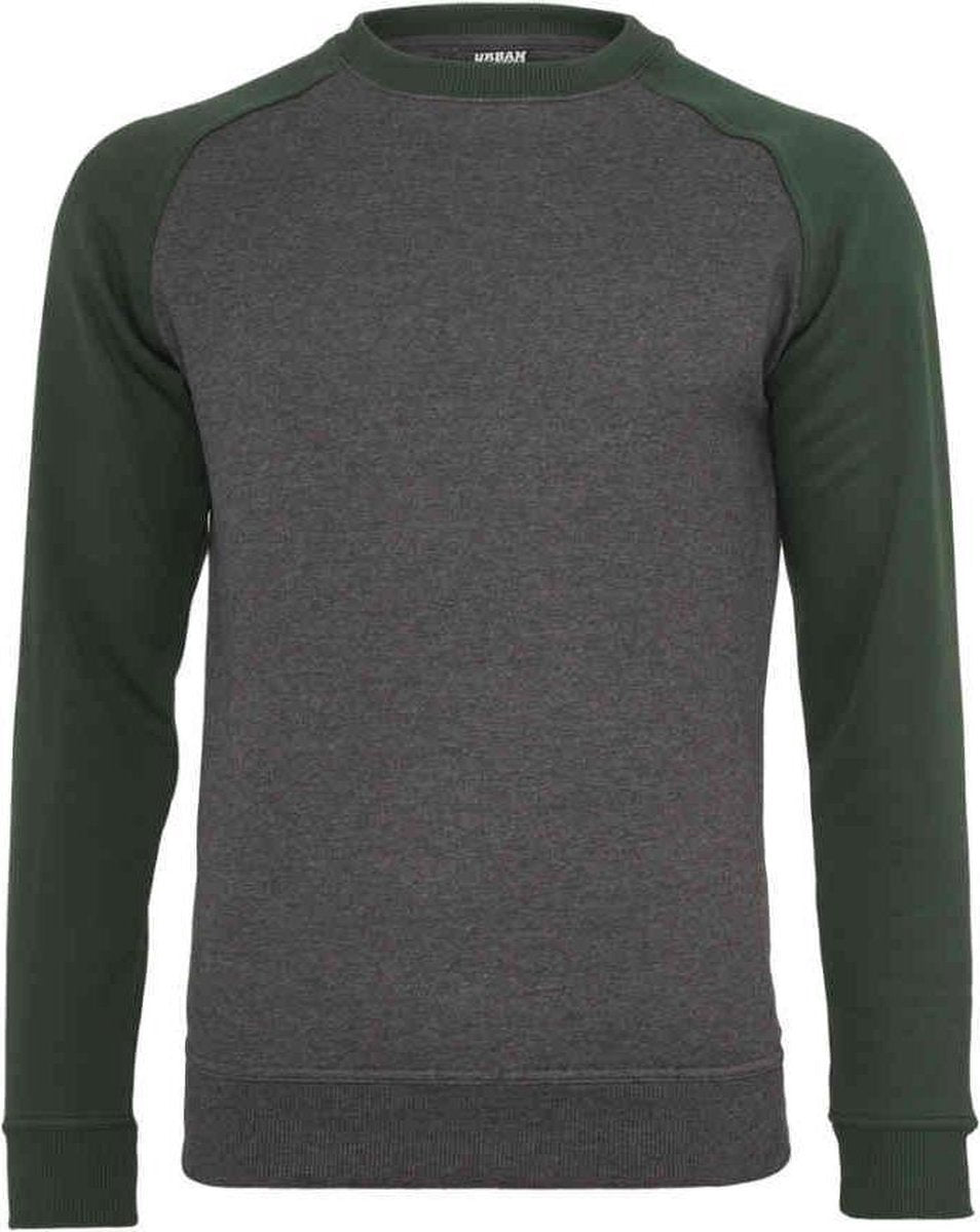 Urban Classics Sweater/trui -XL- 2-tone Raglan Grijs/Groen