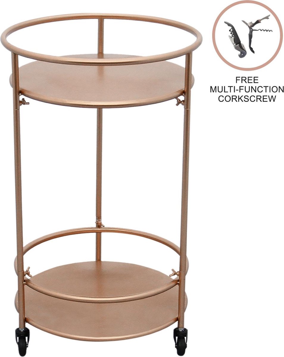 Rose Gold Drinks Trolley Bar Cart - Small