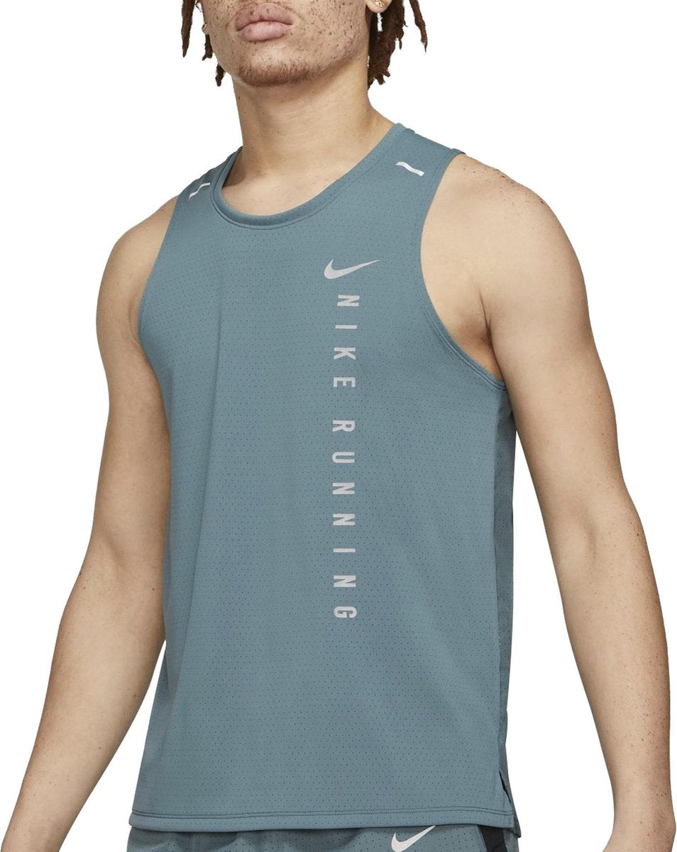 Nike Run Division Miler  Sporttop - Maat M  - Mannen - Donker grijs/Licht grijs