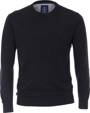 Redmond heren trui katoen - O-hals - donkerblauw -  Maat: 5XL
