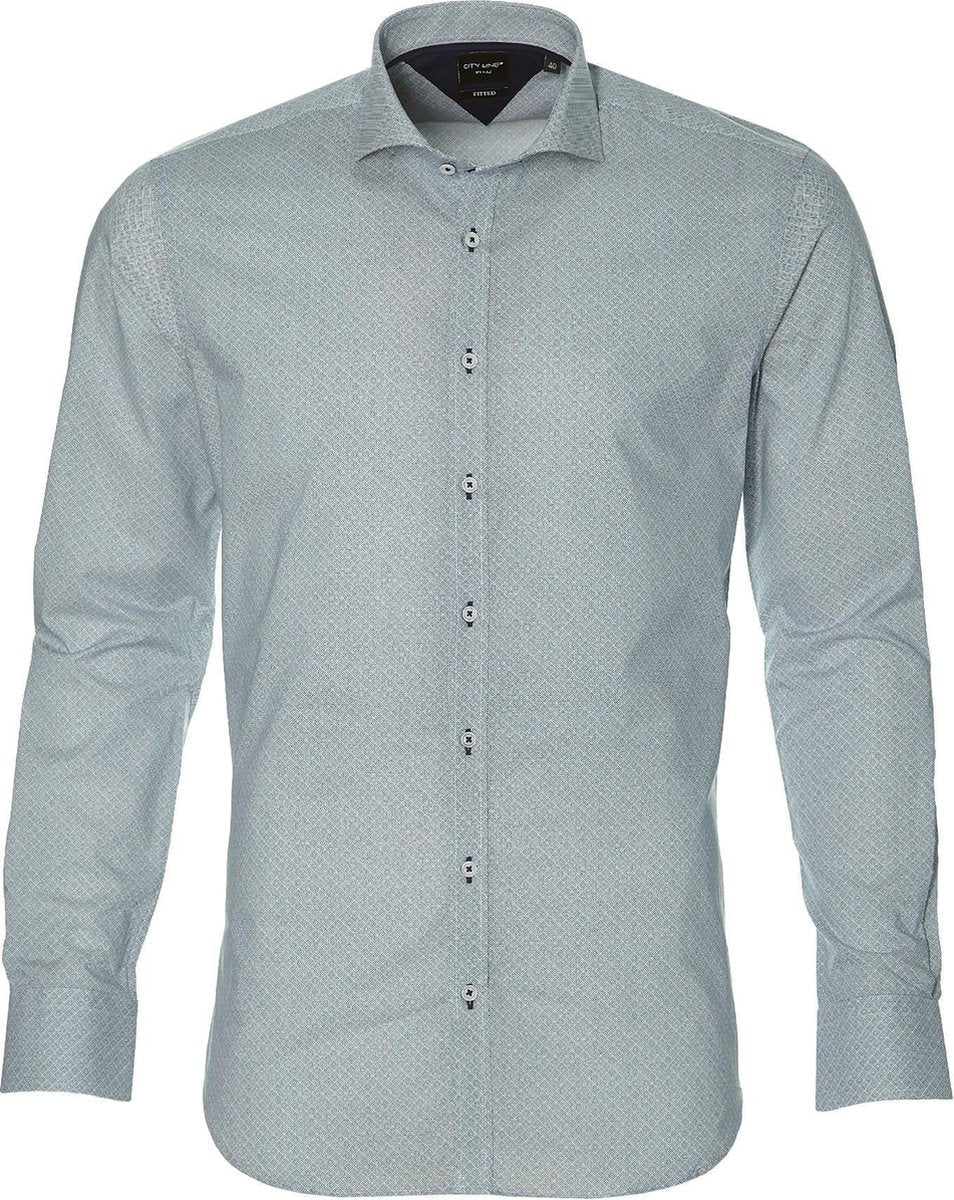 City Line By Nils Overhemd - Bodyfit - Blauw - 36
