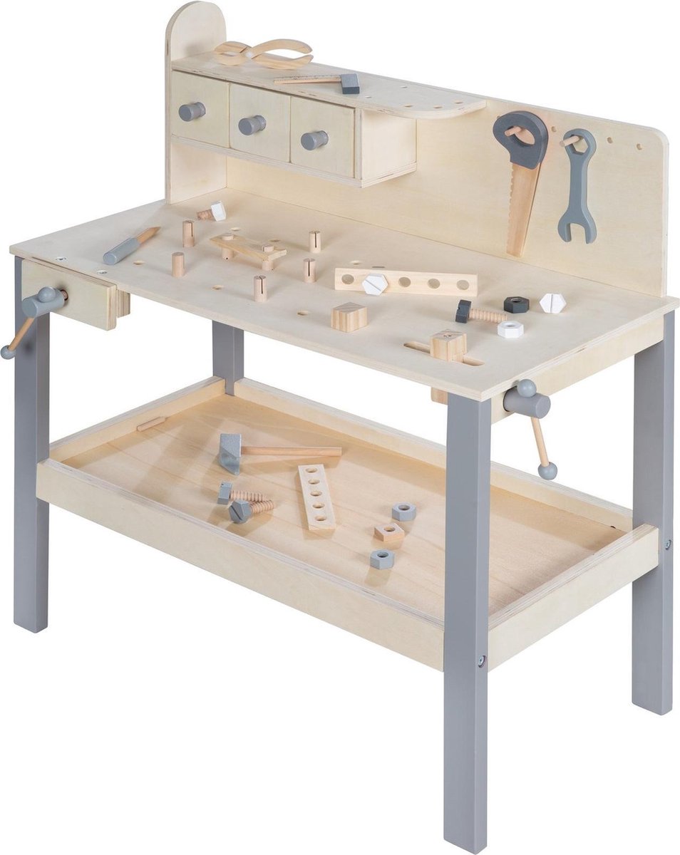 Roba Werkbank Junior 73 X 41 X 55 Cm Hout Naturel/grijs