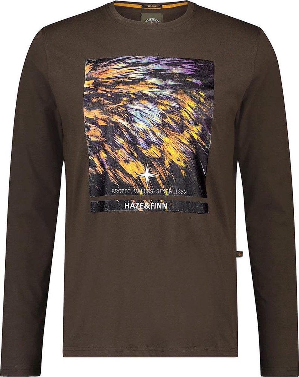 Haze&Finn T-shirt Lange Mouwen Bruin Met Opdruk (MU14-0003 - Delicioso)