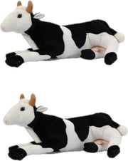 2x stuks pluche liggende koeien knuffel van 35 cm - boerderijdieren knnuffelbeesten