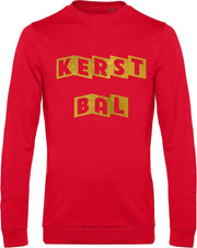 Sweater met opdruk “Kerst Bal” Rood sweater met goudkleurige opdruk. Een echt leuke