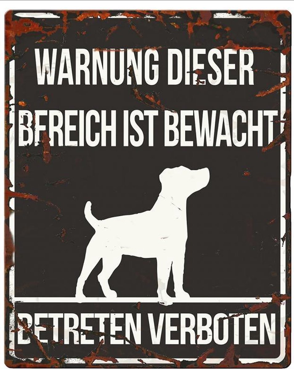 D&D Waakbord / Warning sign square jack russel de Zwart 20x25cm