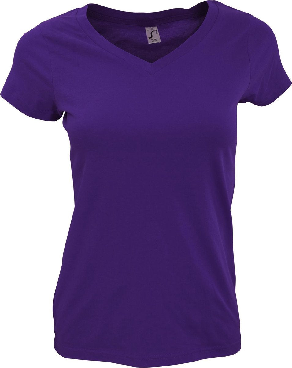 SOLS Dames/dames Maan V Hals T-Shirt met korte mouwen (Donkerpaars)