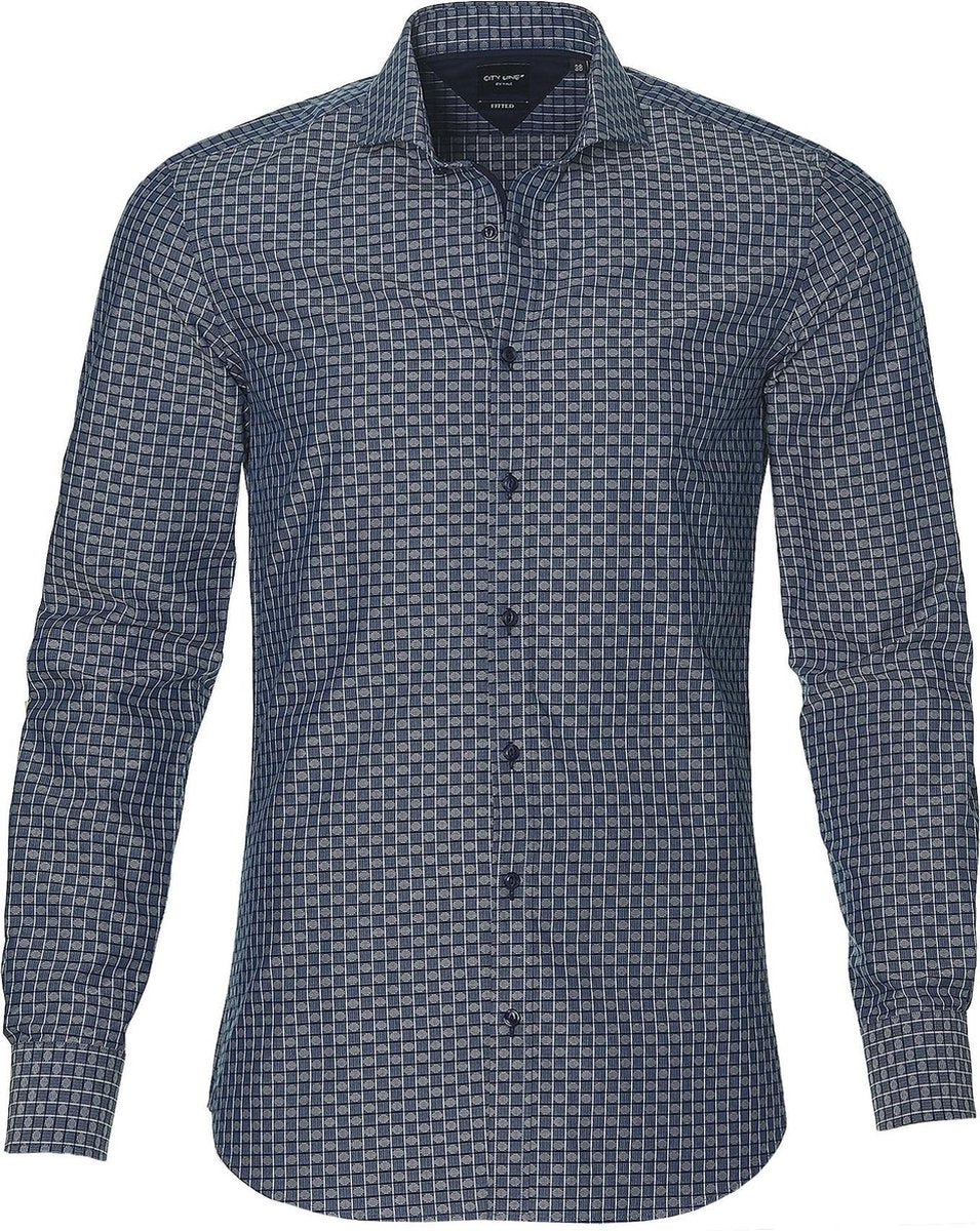 City Line By Nils Overhemd - Bodyfit - Blauw - 38