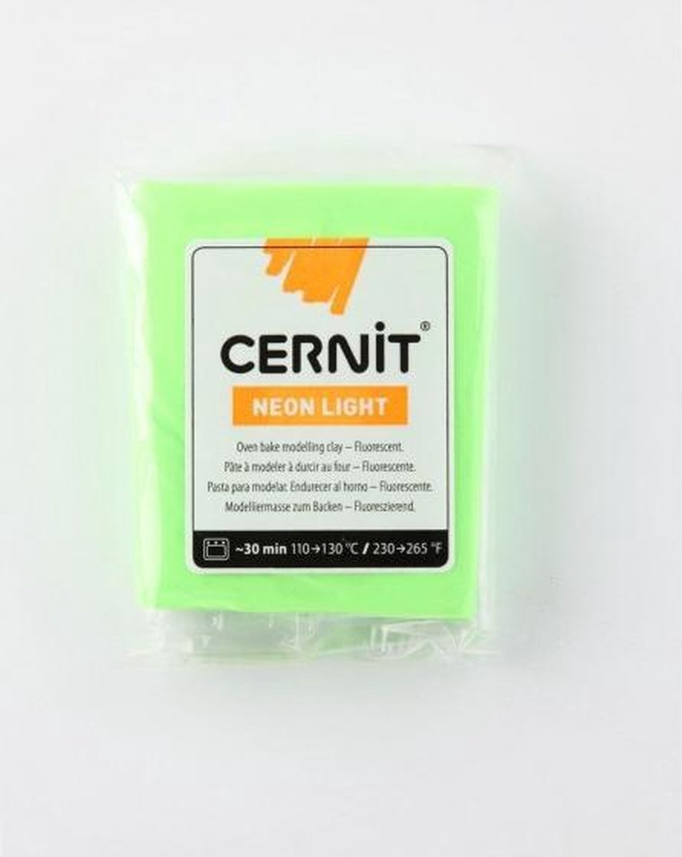 Boetseerklei Neon Groen - Cernit Neon 56g green - 6 stuk