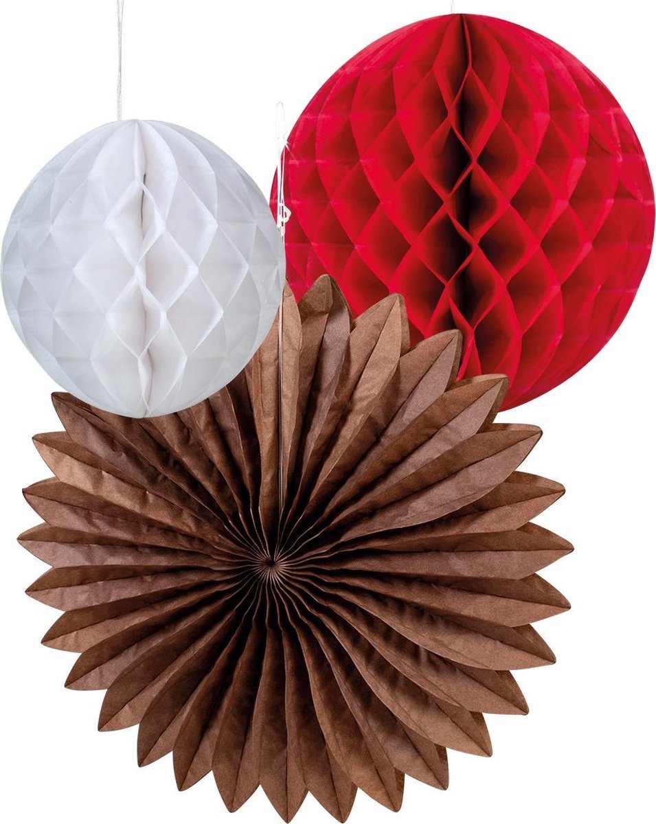 Tib Honeycombs Glühwein Wit/bruin/bordeaux Papier 3 Stuks