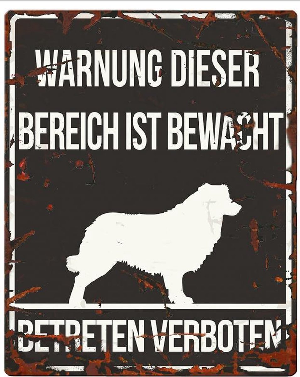 D&D Waakbord / Warning sign square collie de Zwart 20x25cm