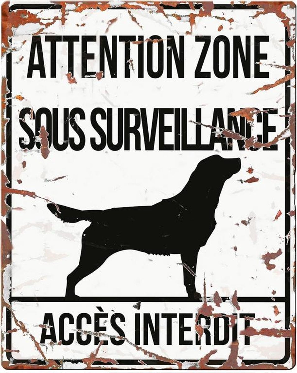 D&D Waakbord / Warning sign square retriever f Wit 20x25cm