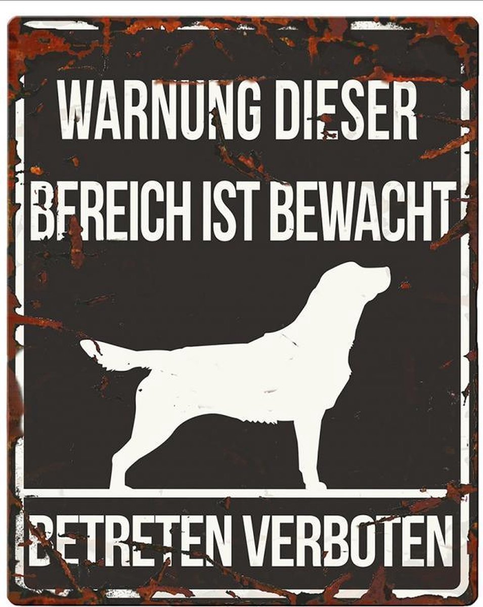 D&D Waakbord / Warning sign square retriever de Zwart 20x25cm