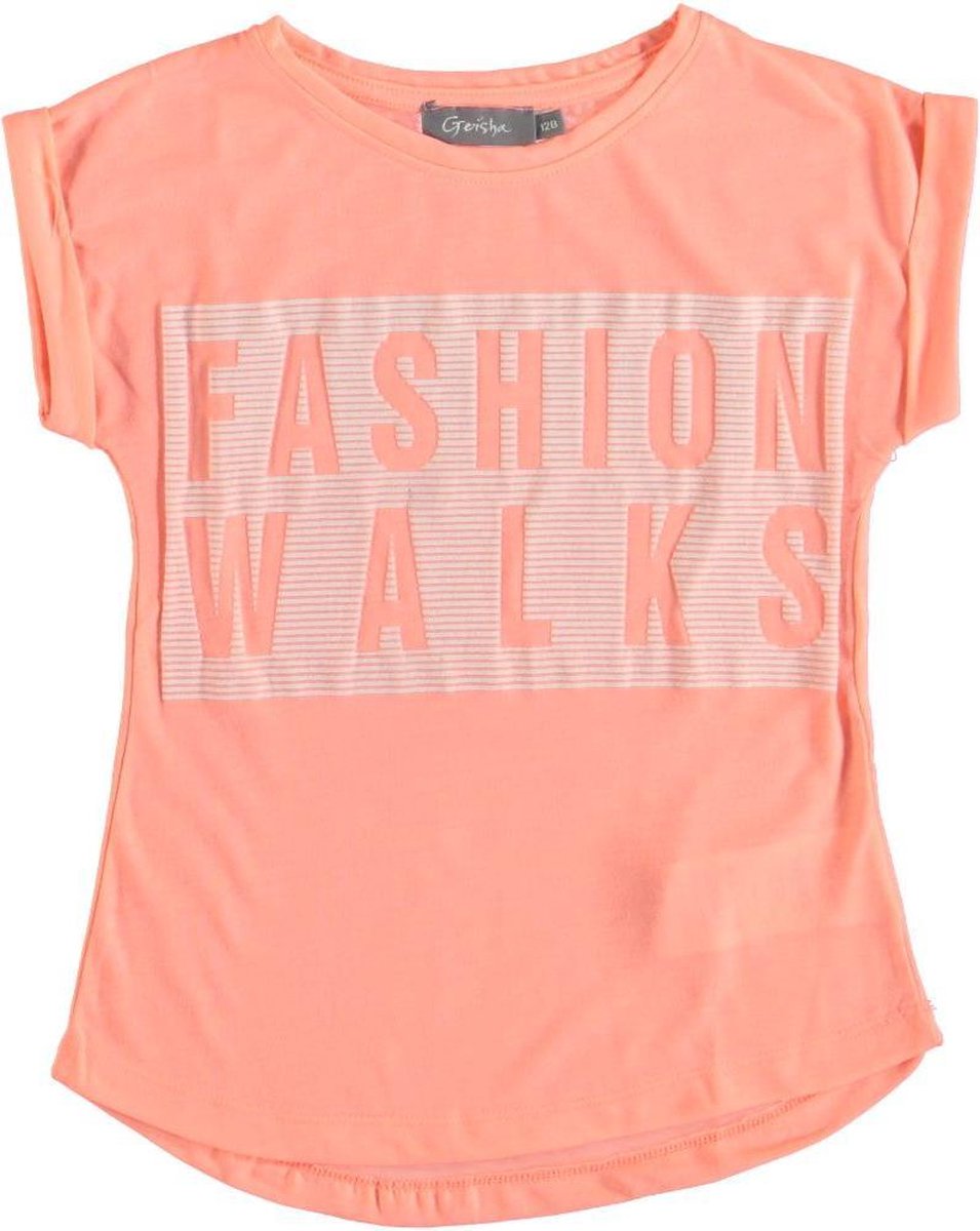 Geisha stevig zacht meisjes t-shirt pink melon - Maat 116