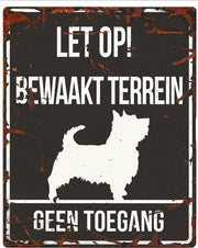 D&D Waakbord / Warning sign square terrier n Zwart 20x25cm