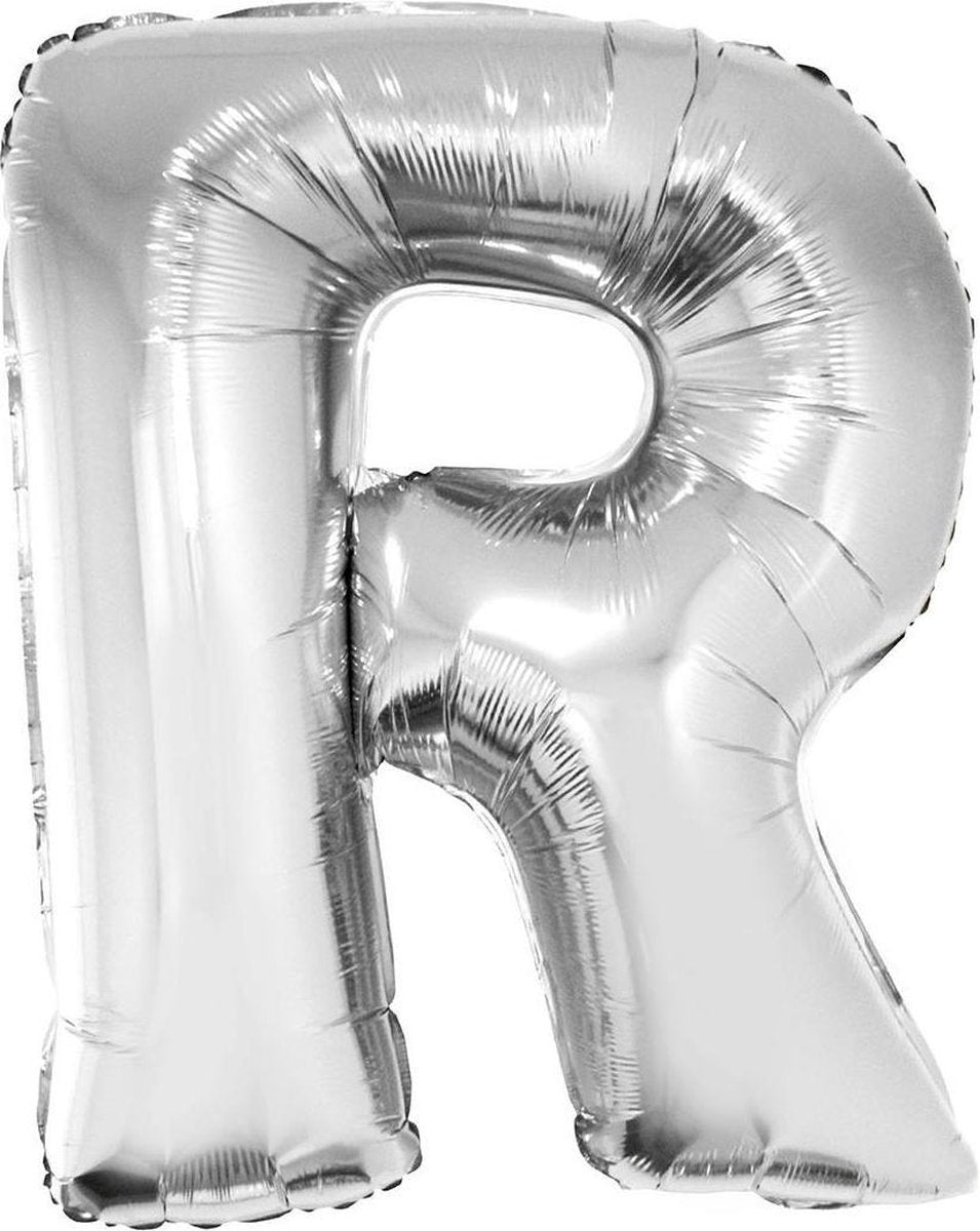 Grote folie ballon letter R Zilver