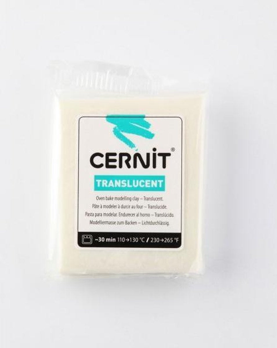 Boetseerklei doorzichtig wit - Cernit Transparent 56g night glow - 6 stuk