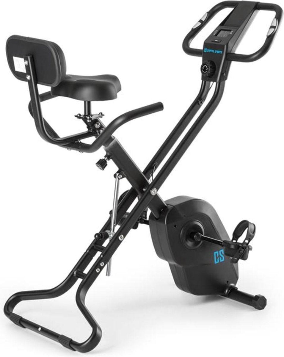 CAPITAL SPORTS Azura X1 - Hometrainer - X-bike - Fitness Fiets -  Ergometer - Polssensor - Trainingscomputer - inklapbaar - 8 standen - max. 120 kg