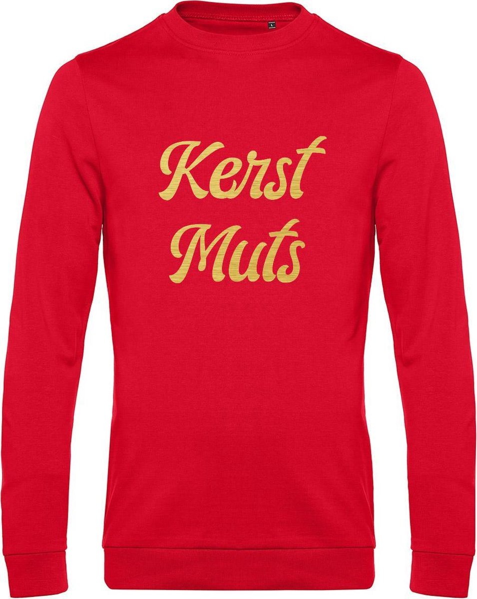Sweater met opdruk “Kerst Muts” Rode sweater met goudkleurige opdruk. Een echt leuke