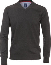 Redmond heren trui katoen - V-hals - antraciet -  Maat: 3XL