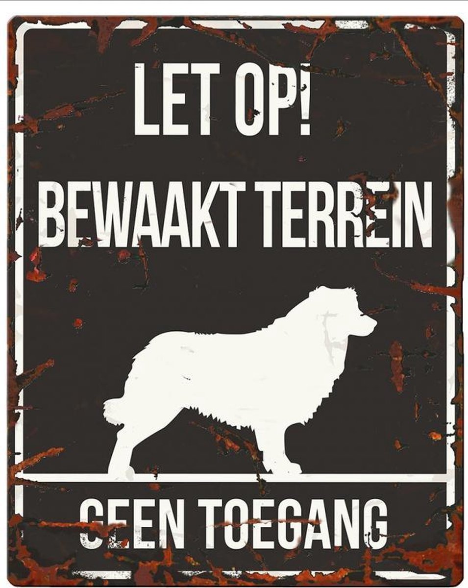 D&D Waakbord / Warning sign square collie n Zwart 20x25cm