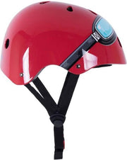 Kiddimoto - Rode Bril - Medium - Geschikt voor 4-10jarige of hoofdomtrek van 53 tot 58 cm - Skatehelm - Fietshelm - Kinderhelm - Stoere helm