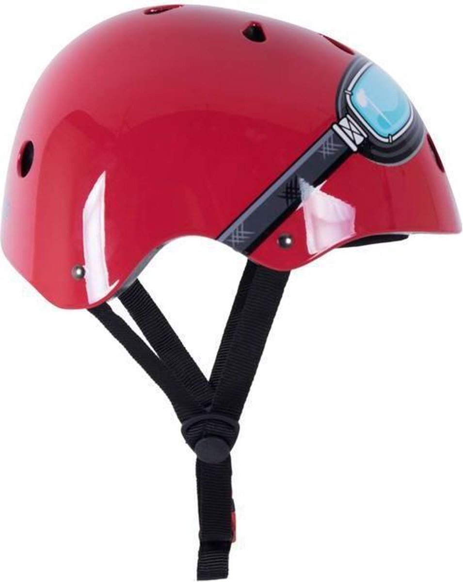 Kiddimoto - Rode Bril - Medium - Geschikt voor 4-10jarige of hoofdomtrek van 53 tot 58 cm - Skatehelm - Fietshelm - Kinderhelm - Stoere helm