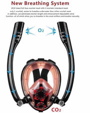 FlinQ Full Face Snorkelmasker - Wit-Blauw - S/M