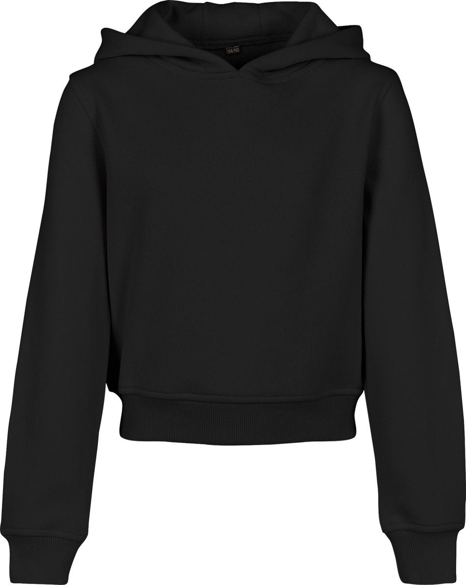Build Your Brand Meisjes Hoodie bijgesneden (Zwart) Maat 134 -140