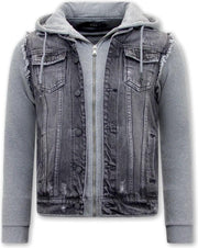 Enos Spijkerjas met Stoffen Mouwen - RJ9102 - Zwart - Maat: XL